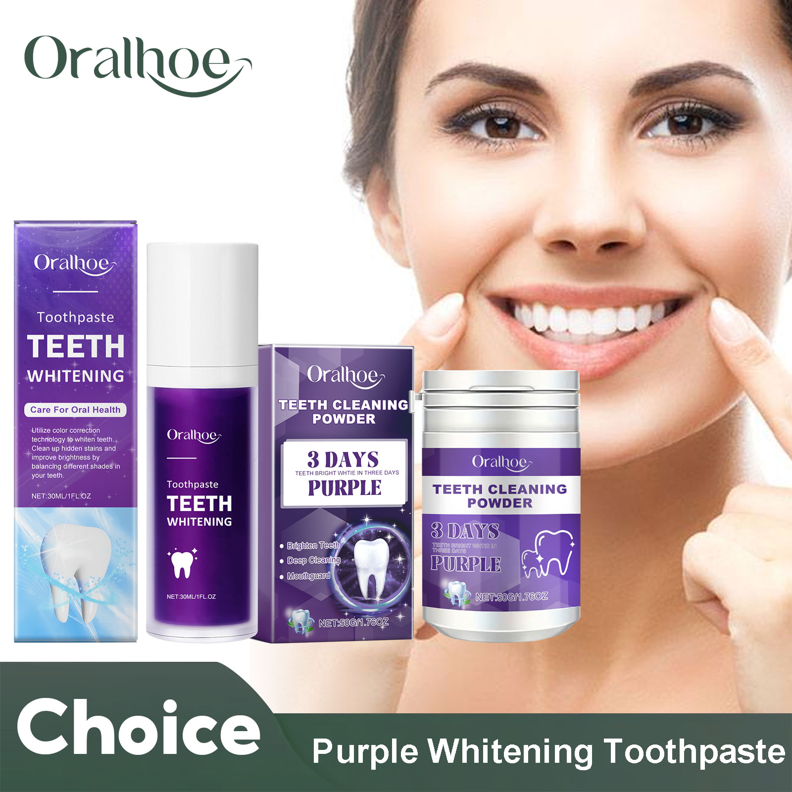 Teeth Whitening Naturally - Фиолетовый корректор для отбеливания зубов, зубная