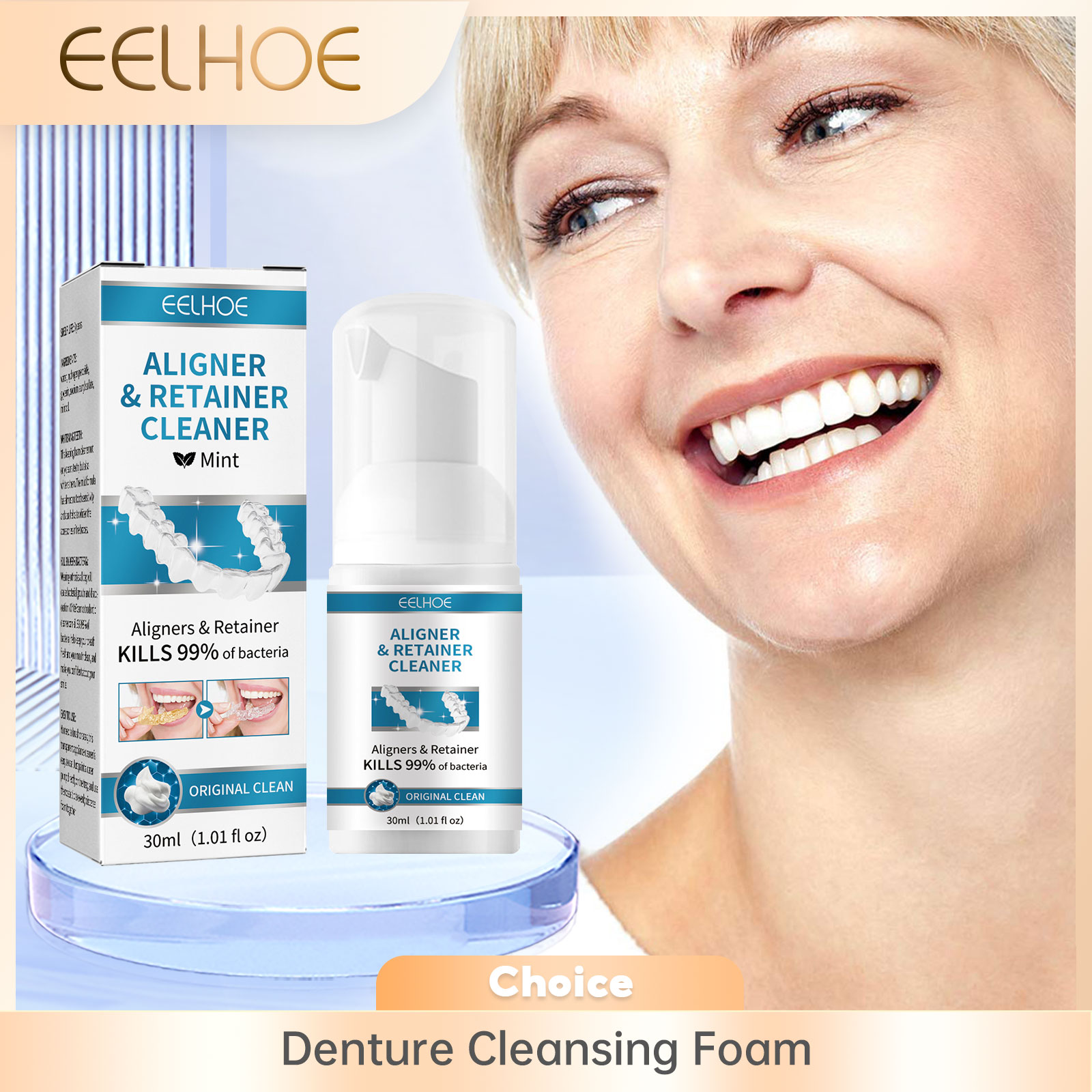 Teeth Whitening Naturally - Очиститель зубных протезов Aligner Пена Глубокая
