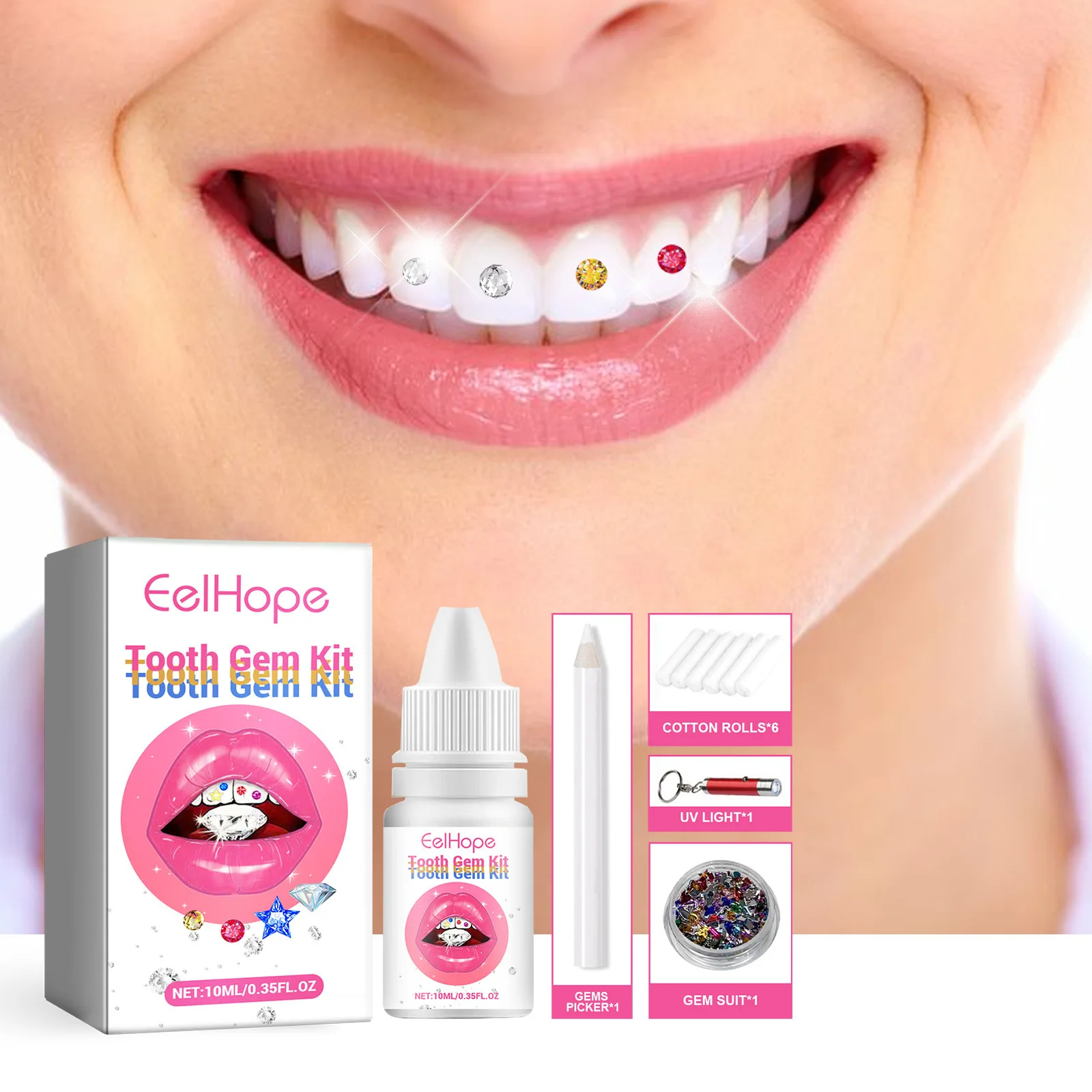 Набор для украшения зубов: DIY – обзор и цена Teeth Whitening Kit With Light
