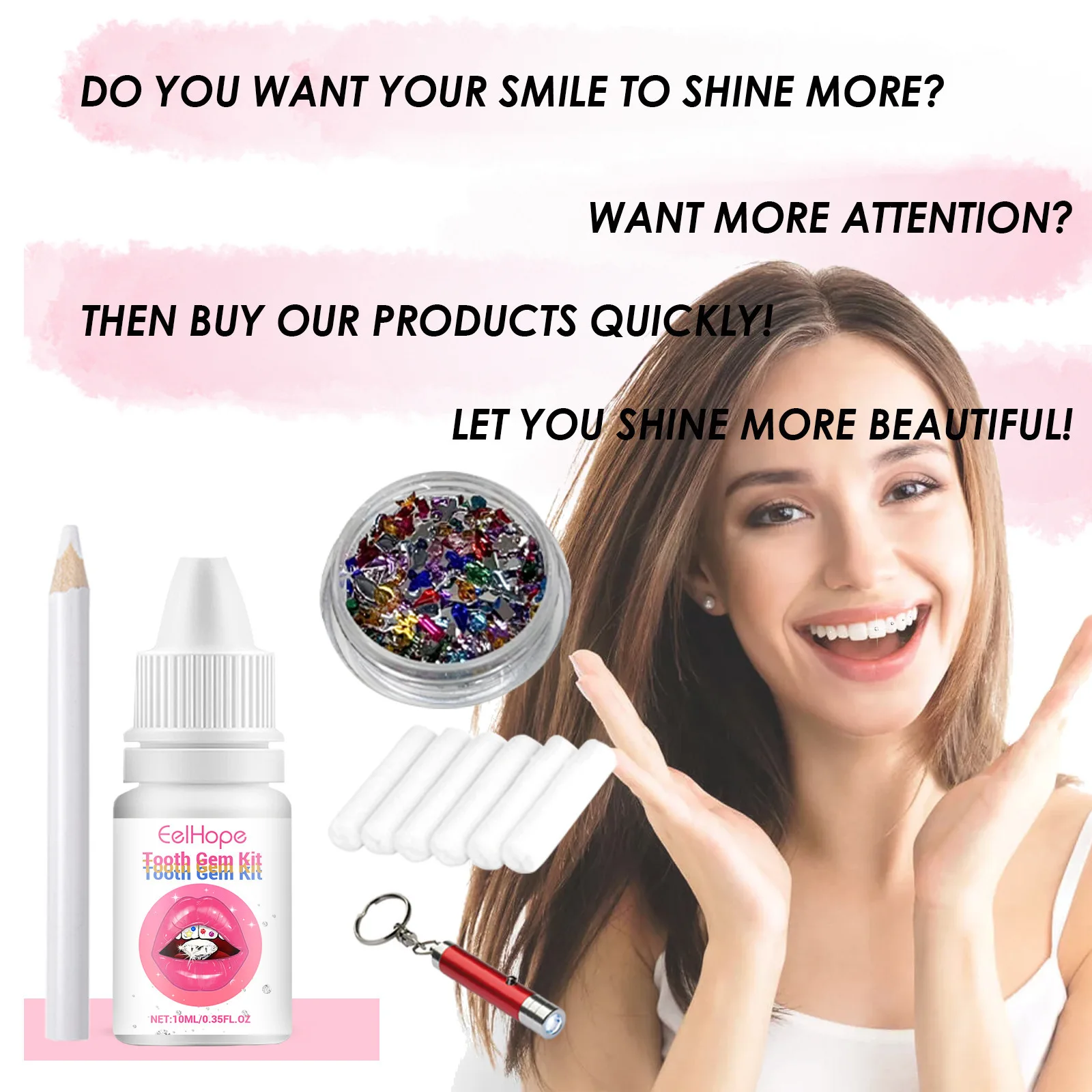 Набор для украшения зубов: DIY – обзор и цена Teeth Whitening Kit With Light